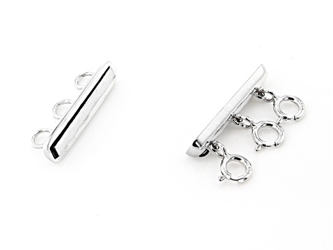 Multi-Clasp Magnetic Jewelry Clasp Rhodium Over Sterling Silver - Holds Up to 3 Chains