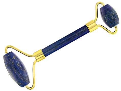 Lapis Lazuli Facial Roller with Gold Tone Accents