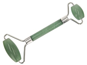 Green Quartzite Facial Roller with Silver Tone Accents