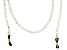White Cultured Freshwater Pearl and Glass Seed Bead Eyeglass and Mask Chain in Gold Tone Appx 28"