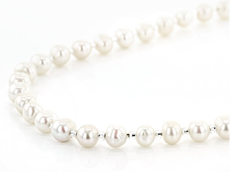 White Cultured Freshwater Pearl and Glass Seed Bead Eyeglass and Mask Chain in Gold Tone Appx 28"