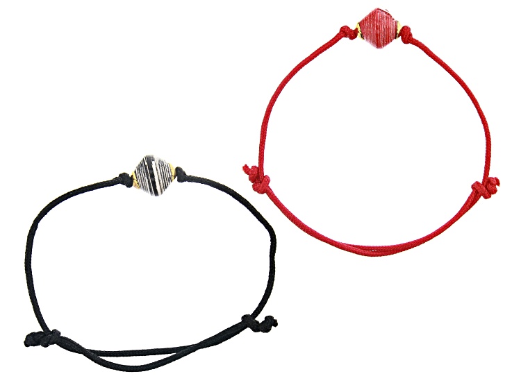 Akola Ruby Red and Zebra Adjustable Bracelet Set of 2 Card