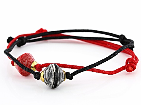 Akola Ruby Red and Zebra Adjustable Bracelet Set of 2 Card