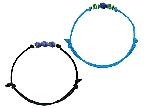 Akola Royal Blue Bicone Adjustable Bracelet Set of 2 Card