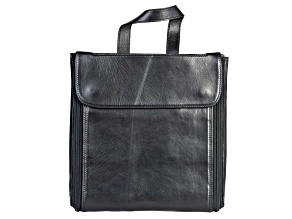 Genuine Leather Fold-Out Jewelry Bag in Black