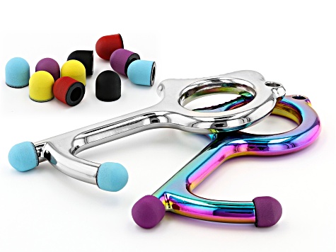 Touchless Tool Key Chain set of 2 in Silver Tone & Rainbow Effect Color