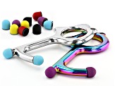 Touchless Tool Keychain set of 2 in Silver Tone & Rainbow Effect Color