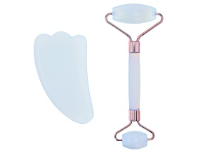 Opalite Facial Roller and Gua Sha Set with Rose Tone Accents