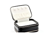 Black Double Layer Travel Jewelry Box with Necklace Storage, Ring Storage, and Mirror
