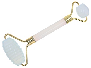 Opalite Ribbed Texture Facial Roller with Gold Tone Accents
