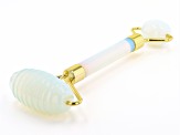 Opalite Ribbed Texture Facial Roller with Gold Tone Accents
