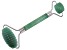 Green Quartzite Ribbed Texture Facial Roller with Silver Tone Accents