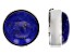 Lapis Lazuli Round Rhodium Over Brass Button Cover Set of 2 in Black Gift Box