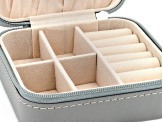 Gray Travel Size Jewelry Box with Cleaning Cloths & Earring Backs 43 Pieces Total