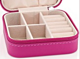 Berry Pink Travel Size Jewelry Box with Cleaning Cloths & Earring Backs 43 Pieces Total