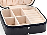 Navy with Stars Print Travel Size Jewelry Box with Cleaning Cloths & Earring Backs 43 Pieces Total
