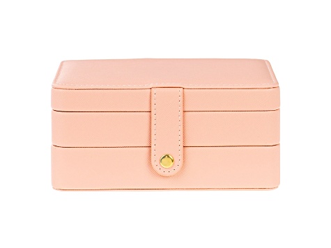 Pink Color 3 Layer Jewelry Box appx 6.7x4.7x3.14"