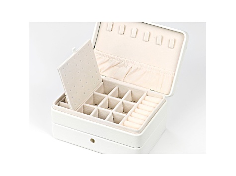 White Color 3 Layer Jewelry Box appx 6.7x4.7x3.14"