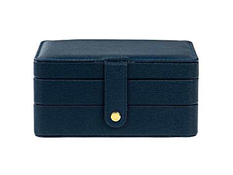 Blue Color 3 Layer Jewelry Box appx 6.7x4.7x3.14"