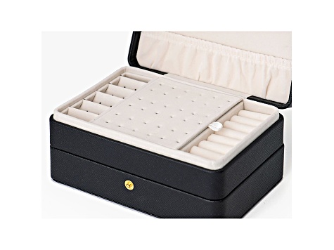 Black 3 Layer Jewelry Box appx 6.7x4.7x3.14