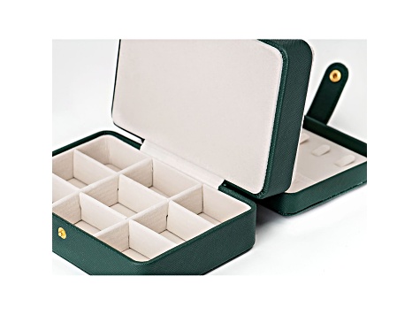 Green 3 Layer Jewelry Box appx 6.7x4.7x3.14"