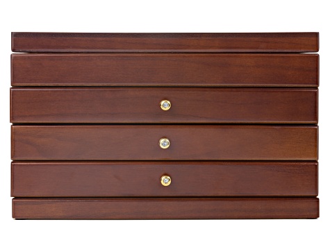 Wooden Floral Jewelry Box With 4 Tiers and Mirror - ACC113 | JTV