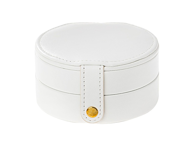 White Round Double Layer Jewelry Box with Mirror - ACC120A | JTV