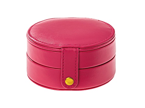 Coral Round Double Layer Jewelry Box with Mirror