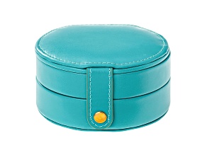 Teal Round Double Layer Jewelry Box with Mirror