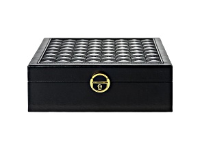 Lockable Black Jewelry Box with Mirror and Inner Removable Storage Box