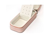 Pearlized Pink Travel Zipper Jewelry Box with Necklace Holder, Ring Rolls, and Earring Storage