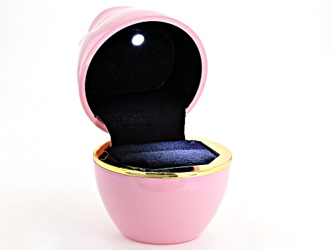 Pink Rose Shaped Ring Gift Box with LED light