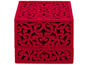 Red Velvet Scroll Design Ring Gift Box