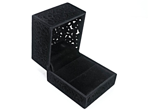 Black Velvet Scroll Design Ring Gift Box