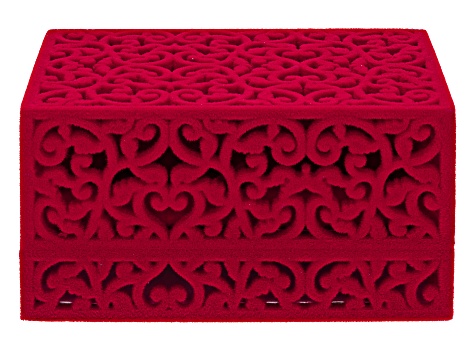 Red Velvet Scroll Design Jewelry Gift Box for Pendants and Earrings