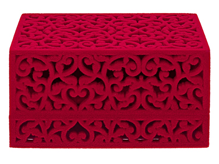 Red Velvet Stud Earring Box Display Jewelry Gift Boxes Gold Trim 1
