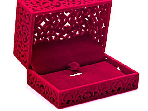 Red Velvet Stud Earring Box Display Jewelry Gift Boxes Gold Trim 1