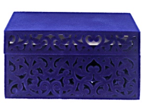Blue Velvet Scroll Design Jewelry Gift Box for Pendants and Earrings
