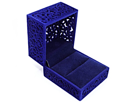 Blue Velvet Scroll Design Jewelry Gift Box for Pendants and Earrings