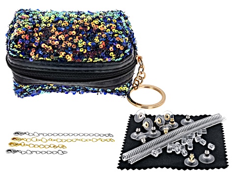 Jewelry Essentials Kit in Black Sequin Zippered Pouch - ACC140B