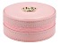 Pink Faux Leather Round Jewelry Box with Pink Lining, Gold Tone Crystal Crown Emblem and Zipper