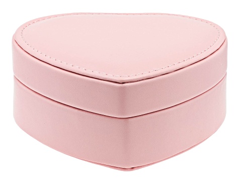 Pink Faux Leather Heart Shaped Jewelry Box