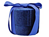 Blue Velvet Round Jewelry Gift Box with Ribbon