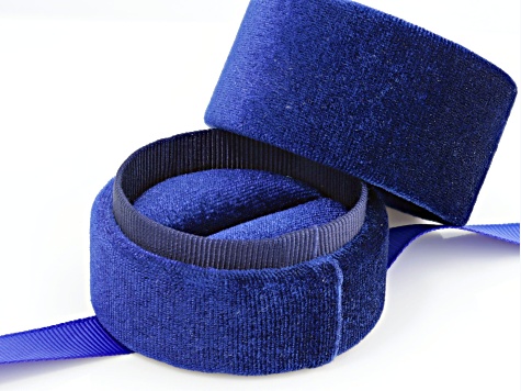 Blue Velvet Round Jewelry Gift Box with Ribbon