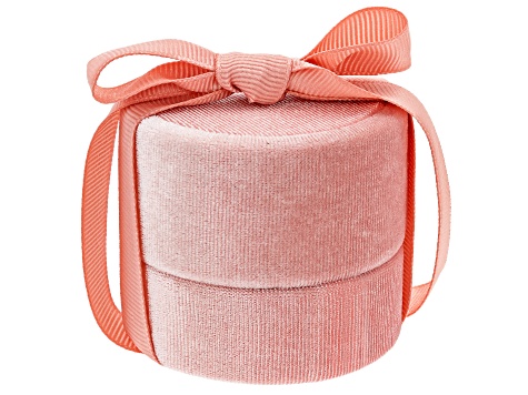 Pink Velvet Round Jewelry Gift Box with Ribbon