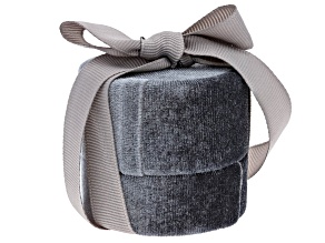 Gray Velvet Round Jewelry Gift Box with Ribbon
