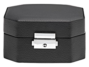 Lockable Black Jewelry Box with Key, Inner Removable Storage Tray, and Mirror