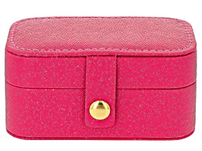 Berry Pink Compact Sparkle Jewelry Box with Fabric Interior and Removable Insert