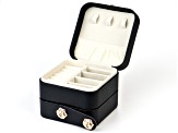 Black 3 Layer Jewelry Box with Rose Snap Closure Approximately 3.75x3.75x3.15"