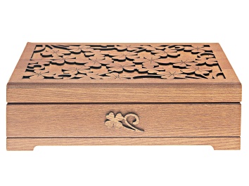 Picture of Floral Pierced Carved Wooden Jewelry Box